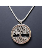 Pendentif Arbre de vie Métal argenté diam 5cm sur cordon réglable (s)
