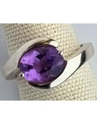 Bague améthyste argent 925 taille 50