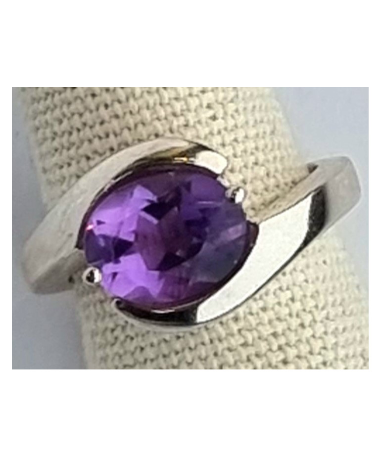 Bague améthyste argent 925 taille 50