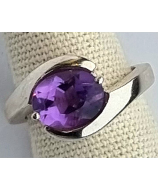 Bague améthyste argent 925 taille 50