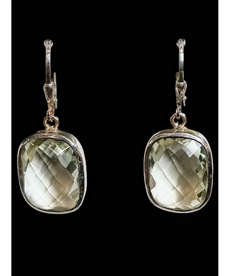 Boucles Citrine Citron facettées Argent 925 (s)