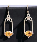 Boucles Citrine facettée Argent 925 (s)