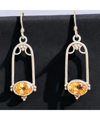Boucles Citrine facettée Argent 925 (s)