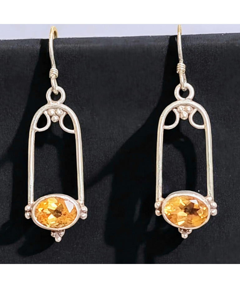 Boucles Citrine facettée Argent 925 (s)