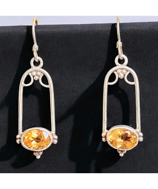 Boucles Citrine facettée Argent 925 (s)