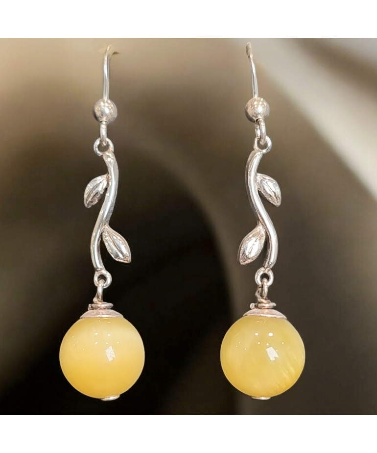 Boucles Œil de tigre doré Boules Argent 925
