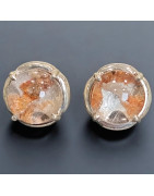 Boucles Quartz Hématoïde Rondes Argent 925 (s)