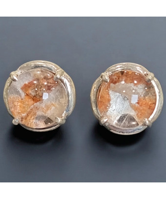 Boucles Quartz Hématoïde Rondes Argent 925 (s)