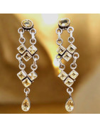 Boucles Citrine Pendants facettées Argent 925 (s)