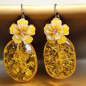 Boucles Email et Tissus Fleur et Copal (s)