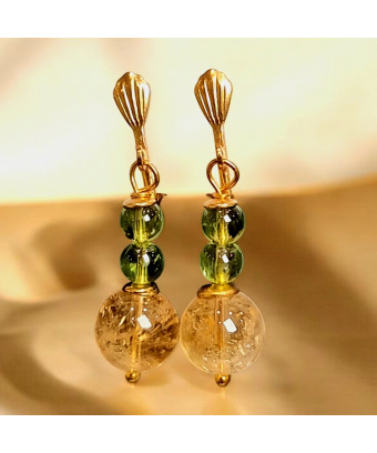 Boucles Citrine Boules et...