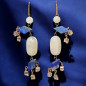 Boucles Pierre de lune Lapis-lazuli et Swarovski (s)