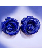 Boucles Lapis-lazuli Fleurs Argent 925 (s)