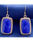 Boucles Lapis-lazuli Rectangles Argent 925 (s)