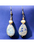 Boucles Sodalite et Perle d'eau douce Argent 925 (s)