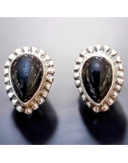 Boucles Onyx Gouttes Argent 925 (s)