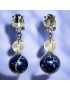 Boucles Lapis-lazuli Boules Cristal de roche et Swarovski Métal argenté (s)