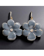 Boucles Email Fleur Métal argenté (s)