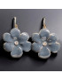 Boucles Email Fleur Métal argenté (s)