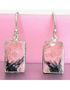 Boucles Rhodonite Rectangles Argent 925 (s)