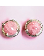 Boucles Rhodochrosite Rondes Argent 925 (s)