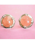 Boucles Rhodochrosite Rondes Argent 925 (s)