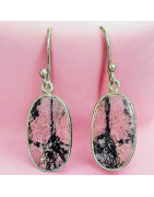 Boucles Rhodonite Ovales Argent 925 (s)