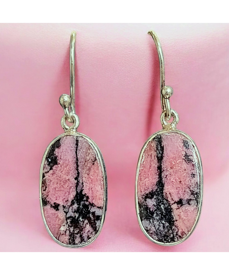 Boucles Rhodonite Ovales Argent 925 (s)