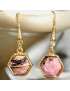 Boucles Rhodonite Hexagonales Plaquées or (s)