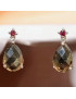 Boucles Quartz fumé & Grenat goutte Argent 925