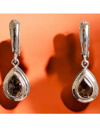 Boucles Quartz fumé Argent 925 (s)