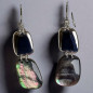 Boucles Labradorite et Plaque Argent Rhodié Argent 925 (s)