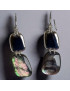 Boucles Labradorite et Plaque Argent Rhodié Argent 925 (s)