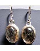 Boucles Quartz fumé Ovales Argent 925 (s)