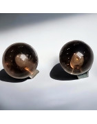 Boucles Quartz fumé Boutons Argent 925 (s)