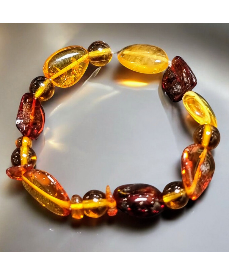 Bracelet Ambre Jaune et Cognac (s)