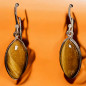 Boucles Œil de tigre Ovales serties Argent 925 (s)