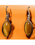 Boucles Œil de tigre Ovales serties Argent 925 (s)