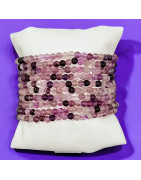 Bracelet Fluorite mauve Pierres rondes 4mm (s)