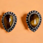 Boucles Œil de tigre serties Argent 925 (s)