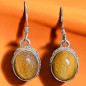 Boucles Œil de tigre Cabochons serties Argent 925 (s)