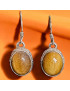 Boucles Œil de tigre Cabochons serties Argent 925 (s)