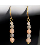 Boucles Pierre de lune Labradorite et Quartz rose Plaqué or (s)