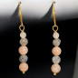 Boucles Pierre de lune Labradorite et Quartz rose Plaqué or (s)