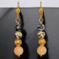 Boucles Obsidienne Neige Jaspe Dalmatien et Aventurine orange Plaqué or (s)
