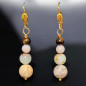 Boucles Œil de tigre Morganite Opale bleue et River Stone Plaqué or (s)