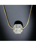 Pendentif Cristal de roche avec chaîne dorée (s)