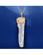 Pendentif Cyanite bleue sur chaîne acier (s)