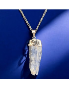 Pendentif Cyanite bleue sur chaîne acier (s)