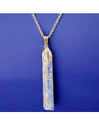 Pendentif Cyanite bleue sur chaîne acier (s)